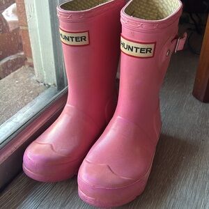 Pink Toddler Hunter Boots size 10 US.